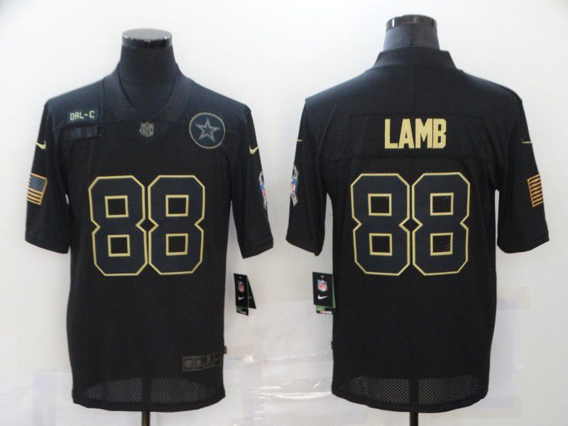 Men Dallas cowboys #88 Lamb Black gold lettering 2020 Nike NFL Jersey->denver broncos->NFL Jersey